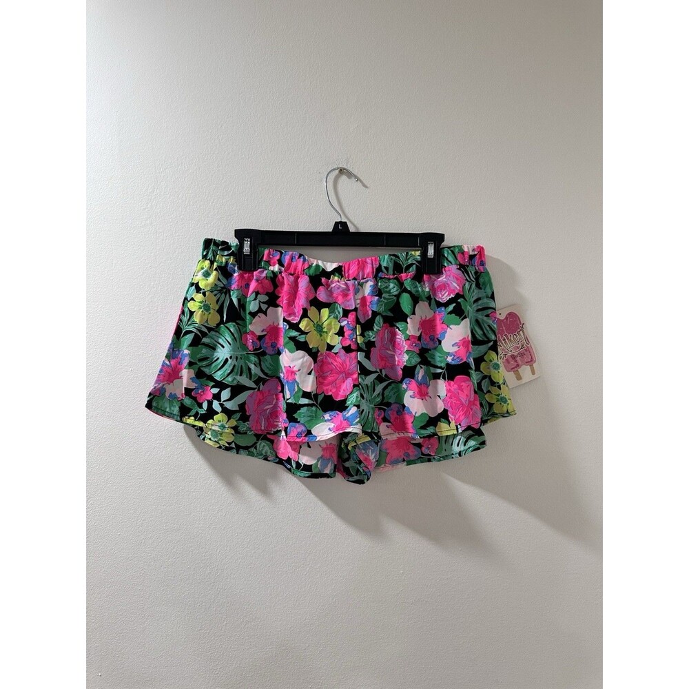 Vintage NWT Miken Size Large Pink Hawaiian Floral Print Boardshorts Swim Shorts
